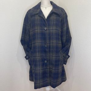 WOMAN WITHIN Plaid Wool Blend Single Breasted Pea Coat New with Tag